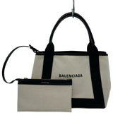 バレンシアガ BALENCIAGA ネイビーカバスS 339933 ブラック/アイボリー キャンバス/レザー ユニセックス ハンドバッグ
