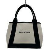 バレンシアガ BALENCIAGA ネイビーカバスS 339933 ブラック/アイボリー キャンバス/レザー ユニセックス ハンドバッグ