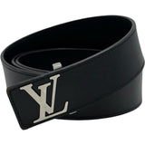ルイ・ヴィトン LOUIS VUITTON サンチュールLVイニシャルベルト M9076 ブラック シルバー金具 レザー レディース ベルト