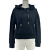 バルマン BALMAIN ラインストーンロゴクロップドパーカー 8792B010 ブラック コットン レディース パーカー