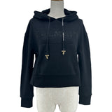 バルマン BALMAIN ラインストーンロゴクロップドパーカー 8792B010 ブラック コットン レディース パーカー