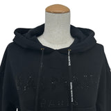 バルマン BALMAIN ラインストーンロゴクロップドパーカー 8792B010 ブラック コットン レディース パーカー