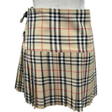バーバリー BURBERRY チェックプリーツラップミニスカート 8025832 ベージュ ウール レディース ミニスカート