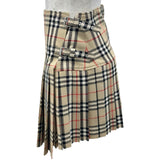 バーバリー BURBERRY チェックプリーツラップミニスカート 8025832 ベージュ ウール レディース ミニスカート