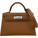 エルメス HERMES ミニケリー2 B刻印 ゴールド シルバー金具 エプソン レディース ショルダーバッグ