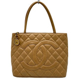 シャネル CHANEL 復刻トート A01804 7番台 ベージュ ゴールド金具 キャビアスキン レディース トートバッグ