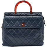 シャネル CHANEL マトラッセ ハンドバッグ 4番台 ネイビー ラムスキン/プラスチック レディース ハンドバッグ