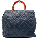 シャネル CHANEL マトラッセ ハンドバッグ 4番台 ネイビー ラムスキン/プラスチック レディース ハンドバッグ