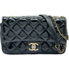 シャネル CHANEL マトラッセフラップチェーンショルダー 21番台 ブラック ゴールド金具 エナメル/レザー レディース ショルダーバッグ