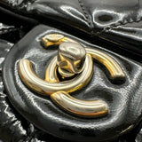 シャネル CHANEL マトラッセフラップチェーンショルダー 21番台 ブラック ゴールド金具 エナメル/レザー レディース ショルダーバッグ