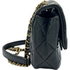 シャネル CHANEL マトラッセフラップチェーンショルダー 21番台 ブラック ゴールド金具 エナメル/レザー レディース ショルダーバッグ
