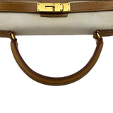 エルメス HERMES ケリー35 外縫い □A刻印 ナチュラル ゴールド金具 トワル/シャモニー レディース ショルダーバッグ