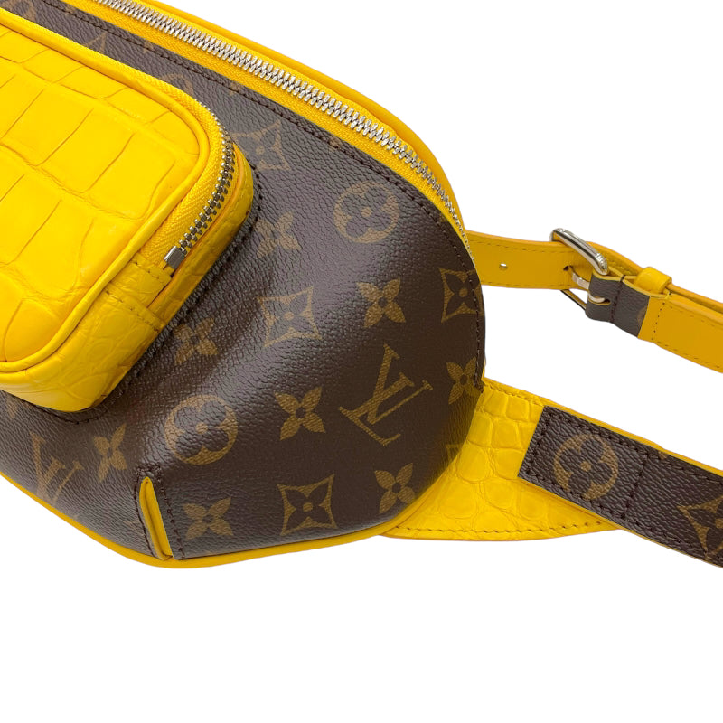 ルイ・ヴィトン LOUIS VUITTON バムバッグ スペシャルオーダー ブラウン×イエロー モノグラム・キャンバス/クロコダイル/レザー メンズ  ボディバッグ