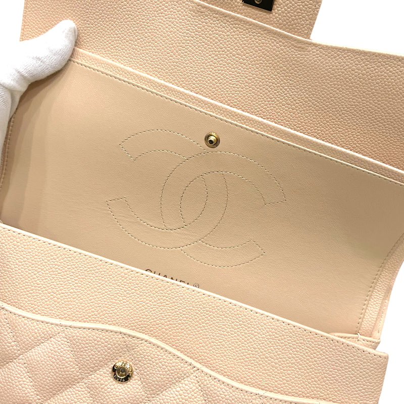 シャネル CHANEL マトラッセ30 チェーンショルダーバッグ A58600 18番台 ベージュ ゴールド金具 キャビアスキン レディース ショルダーバッグ