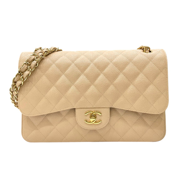 シャネル CHANEL マトラッセ30 チェーンショルダーバッグ A58600 18番台 ベージュ ゴールド金具 キャビアスキン レディース ショルダーバッグ
