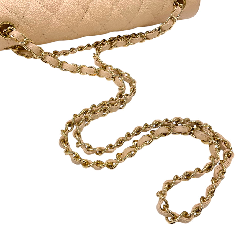 シャネル CHANEL マトラッセ30 チェーンショルダーバッグ A58600 18番台 ベージュ ゴールド金具 キャビアスキン レディース ショルダーバッグ
