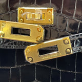 エルメス HERMES ケリー25 外縫い Ｗ刻印 ブラック ゴールド金具 ニロティカスリセ レディース ハンドバッグ
