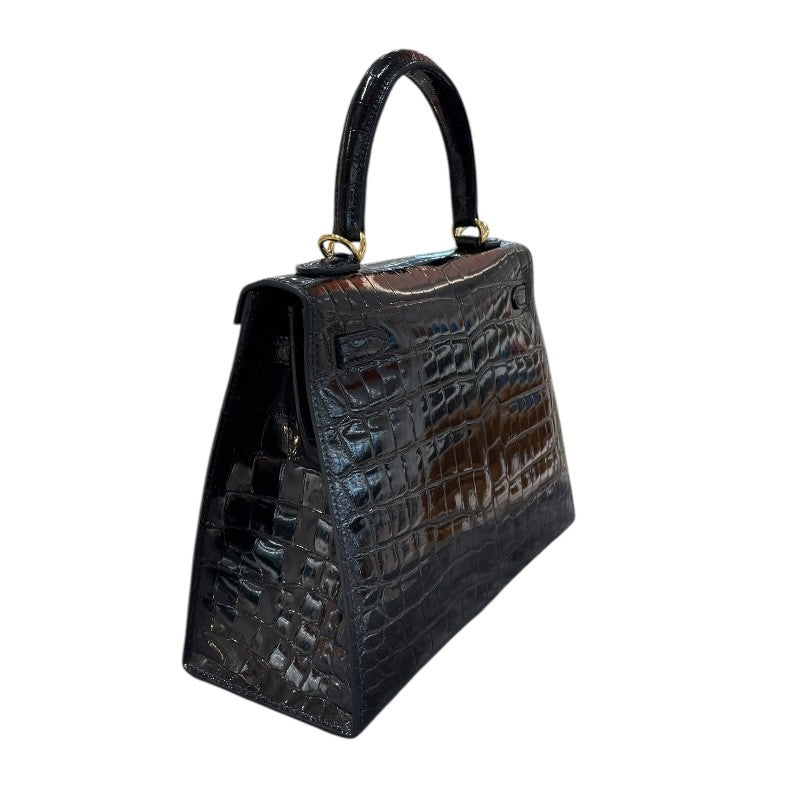 エルメス HERMES ケリー25 外縫い Ｗ刻印 ブラック ゴールド金具 ニロティカスリセ レディース ハンドバッグ