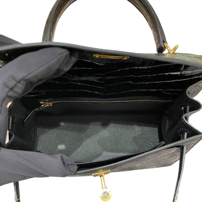 エルメス HERMES ケリー25 外縫い Ｗ刻印 ブラック ゴールド金具 ニロティカスリセ レディース ハンドバッグ