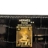 エルメス HERMES ケリー25 外縫い Ｗ刻印 ブラック ゴールド金具 ニロティカスリセ レディース ハンドバッグ