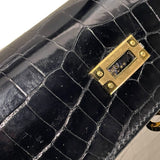 エルメス HERMES ケリー25 外縫い Ｗ刻印 ブラック ゴールド金具 ニロティカスリセ レディース ハンドバッグ