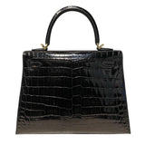 エルメス HERMES ケリー25 外縫い Ｗ刻印 ブラック ゴールド金具 ニロティカスリセ レディース ハンドバッグ