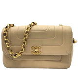 シャネル CHANEL マドモアゼル スモールフラップバッグ ベージュ×GD金具 ラムスキン レディース ショルダーバッグ