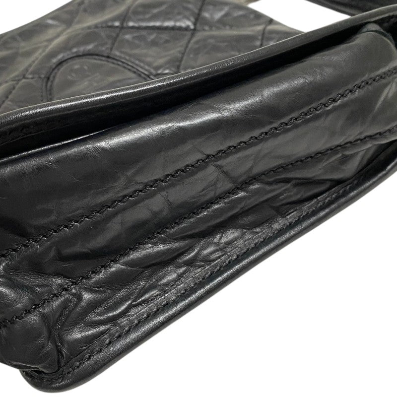 シャネル CHANEL ワイルドステッチ ショルダーバッグ ブラック シルバー金具 レザー レディース メッセンジャーバッグ