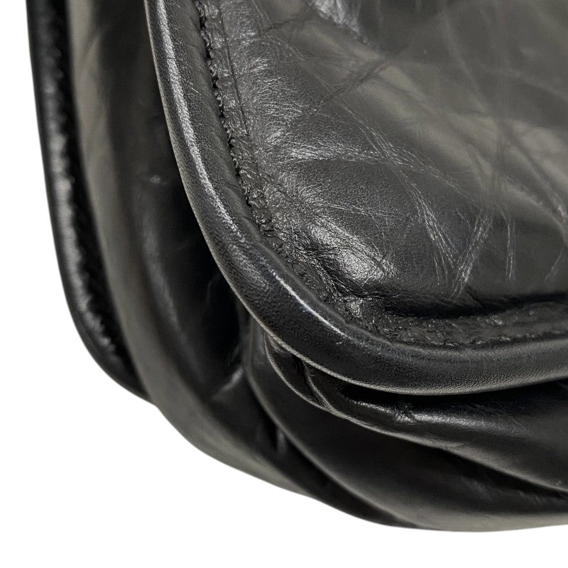 シャネル CHANEL ワイルドステッチ ショルダーバッグ ブラック シルバー金具 レザー レディース メッセンジャーバッグ