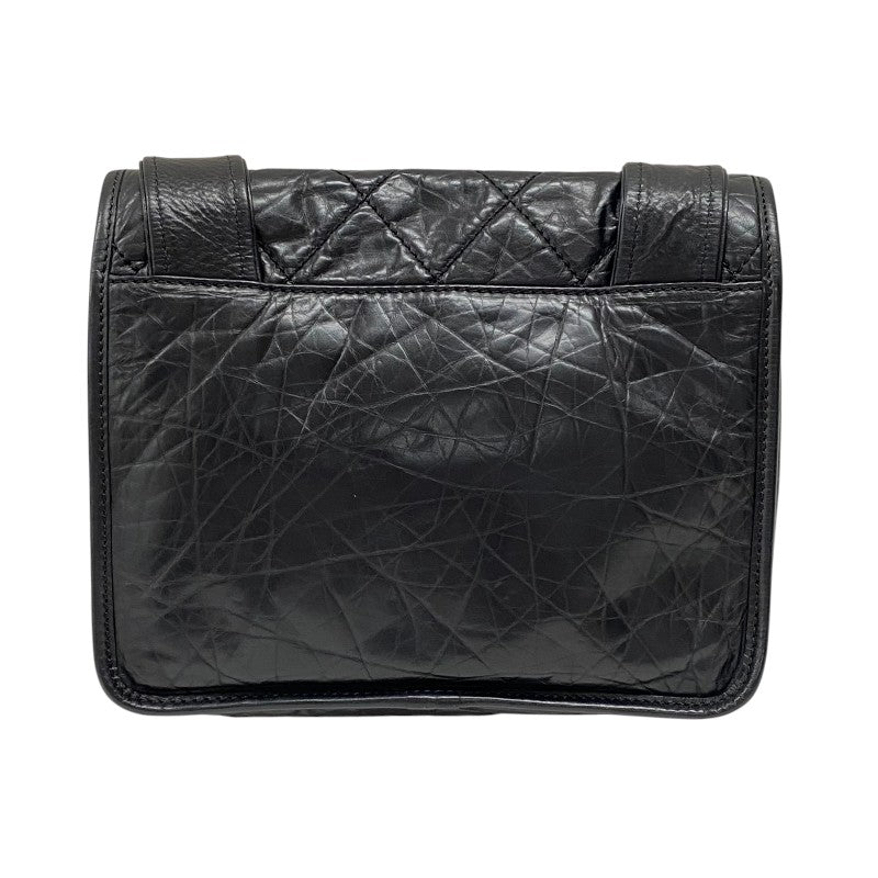 シャネル CHANEL ワイルドステッチ ショルダーバッグ ブラック シルバー金具 レザー レディース メッセンジャーバッグ