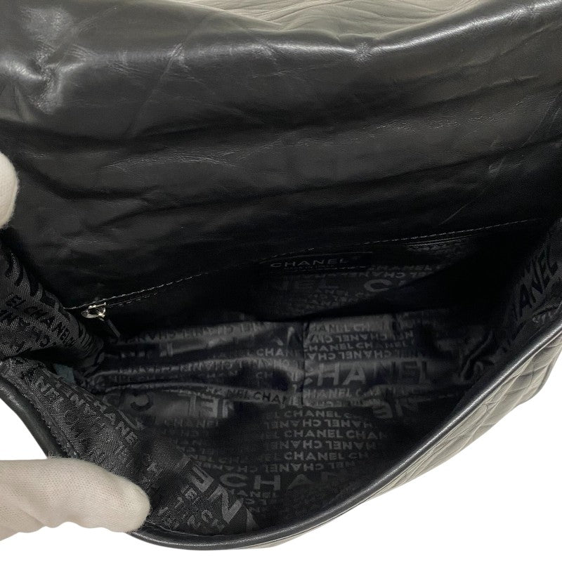 シャネル CHANEL ワイルドステッチ ショルダーバッグ ブラック シルバー金具 レザー レディース メッセンジャーバッグ