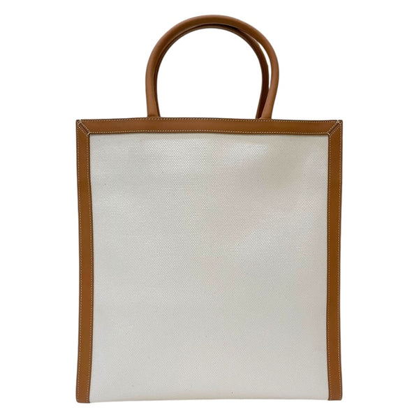 セリーヌ CELINE バーティカルカバ トートバッグ 190402BNZ.02NT ナチュラル×タン コットン/カーフレザー レディース トートバッグ