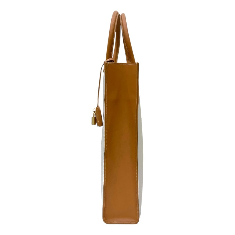 セリーヌ CELINE バーティカルカバ トートバッグ 190402BNZ.02NT ナチュラル×タン コットン/カーフレザー レディース トートバッグ