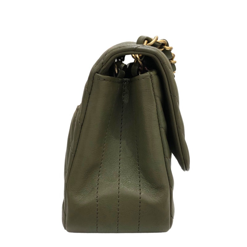 シャネル CHANEL ミニマトラッセ17 Vステッチ A35200 23番台 カーキ ゴールド金具 カーフレザー レディース チェーンショルダーバッグ