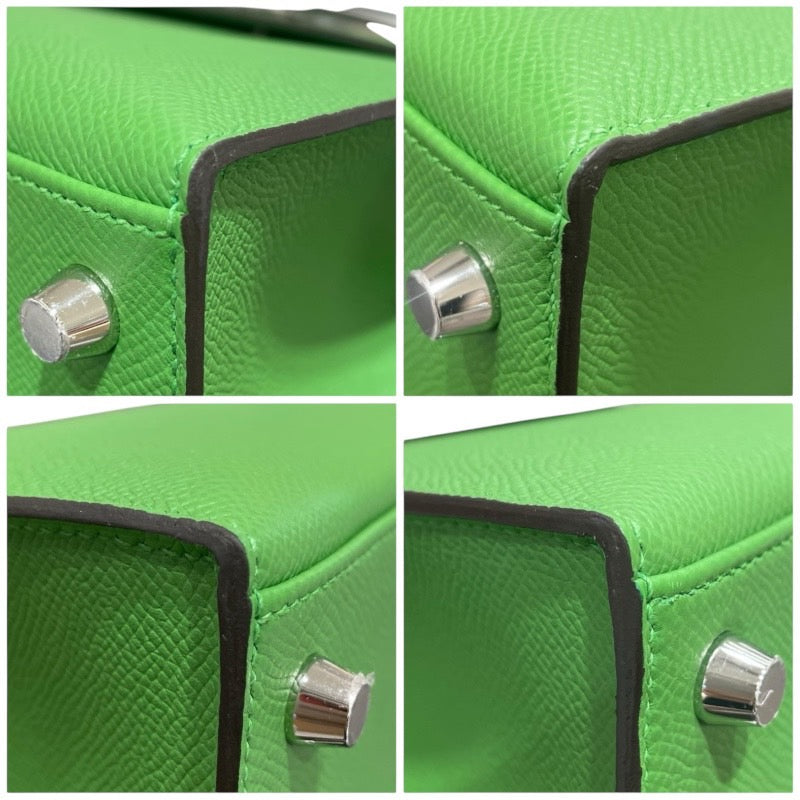 エルメス HERMES ケリー25 外縫い W刻印 ヴェールユッカ・エトゥープ・ヴェールフィズ×シルバー金具 エプソン レディース ショルダーバッグ