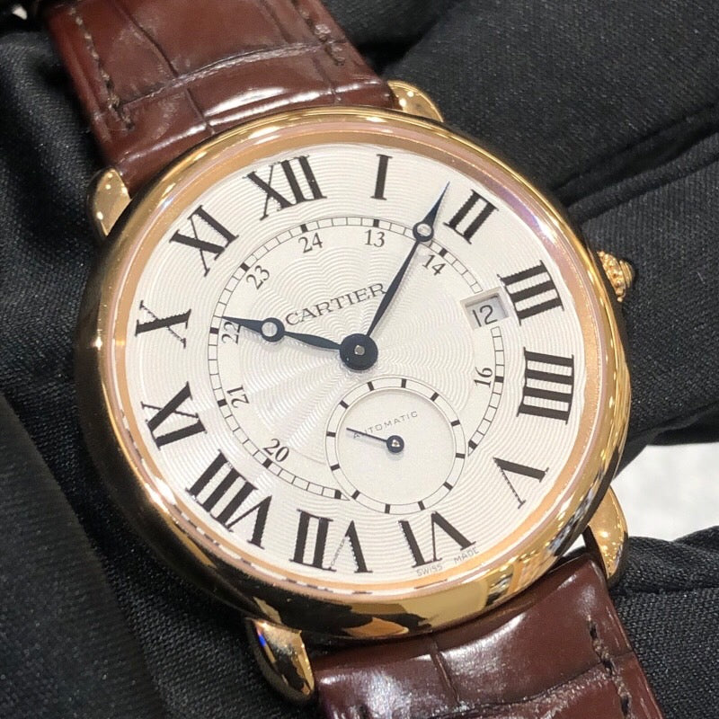 カルティエ Cartier ロンド ルイ カルティエ W6801005 ベルト:ブラウン K18ピンクゴールド レザー メンズ 腕時計