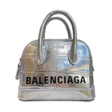 バレンシアガ BALENCIAGA ヴィルトップハンドルミニショルダー 639756 シルバー 型押しレザー レディース ショルダーバッグ