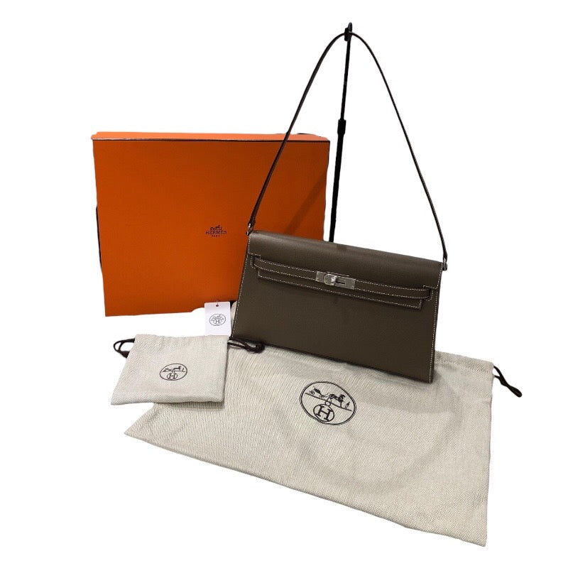 エルメス HERMES ケリーエラン W刻 エトゥープ　シルバー金具 マダム レディース ショルダーバッグ