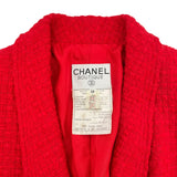 シャネル CHANEL ベルテッドツイードジャケット&スカート レッド ウール レディース セットアップ