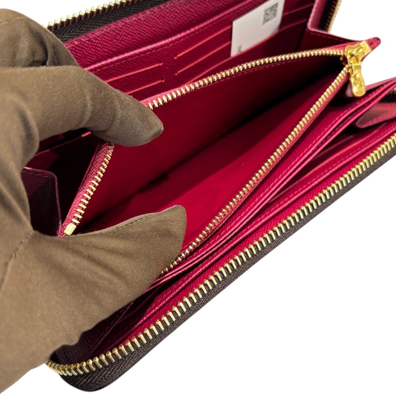 ルイ・ヴィトン LOUIS VUITTON ジッピーウォレット M41895 ブラウン×フューシャ モノグラム・キャンバス レディース 長財布