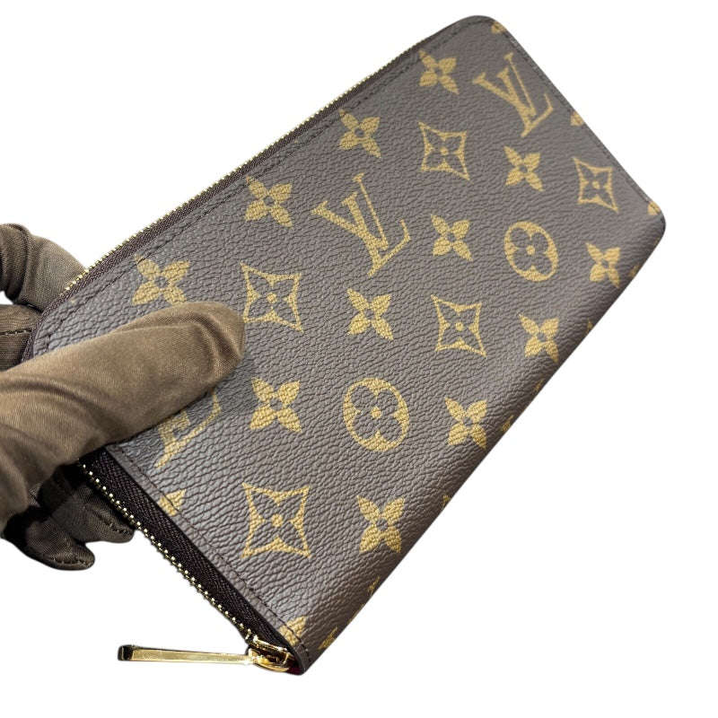 ルイ・ヴィトン LOUIS VUITTON ジッピーウォレット M41895 ブラウン×フューシャ モノグラム・キャンバス レディース 長財布