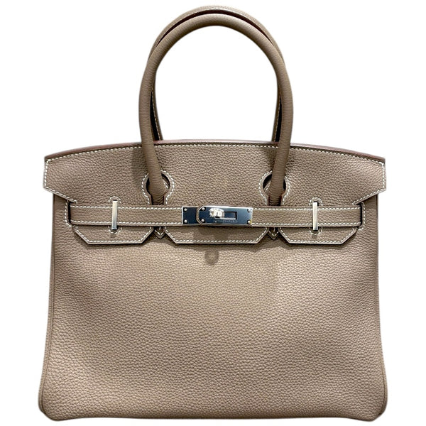 エルメス HERMES バーキン30 C刻 エトゥープ シルバー金具 トゴ レディース ハンドバッグ