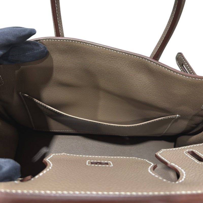 エルメス HERMES バーキン30 C刻 エトゥープ シルバー金具 トゴ レディース ハンドバッグ
