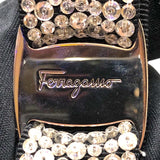 サルヴァトーレ・フェラガモ Salvatore Ferragamo ヴォラリボンバレッタ ブラック クリスタル アクセサリー