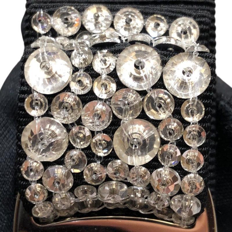 サルヴァトーレ・フェラガモ Salvatore Ferragamo ヴォラリボンバレッタ ブラック クリスタル アクセサリー