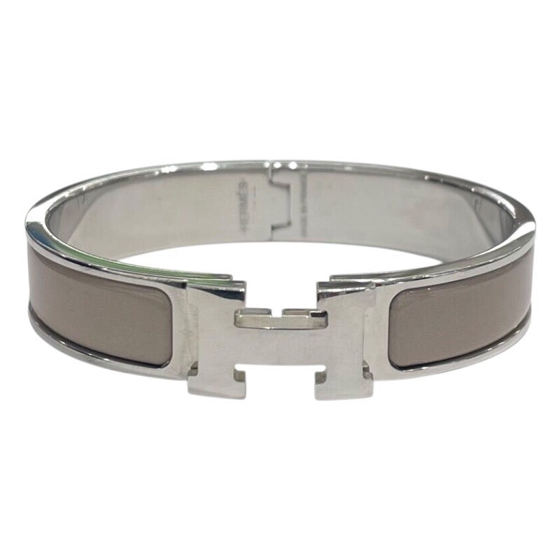 エルメス HERMES クリックH ブレスレット ベージュ/SV メタル/エナメル ジュエリー