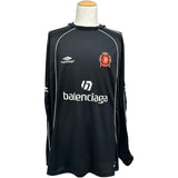 バレンシアガ BALENCIAGA PARIS SOCCER メッシュテクニカルジャージー長袖Tシャツ 778972 ブラック コットン メンズ 長袖Ｔシャツ
