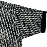 クリスチャン・ディオール Christian Dior オブリーク総柄半袖ニットポロシャツ 293M832AT472 ネイビー コットン メンズ ポロシャツ