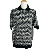 クリスチャン・ディオール Christian Dior オブリーク総柄半袖ニットポロシャツ 293M832AT472 ネイビー コットン メンズ ポロシャツ