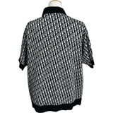 クリスチャン・ディオール Christian Dior オブリーク総柄半袖ニットポロシャツ 293M832AT472 ネイビー コットン メンズ ポロシャツ